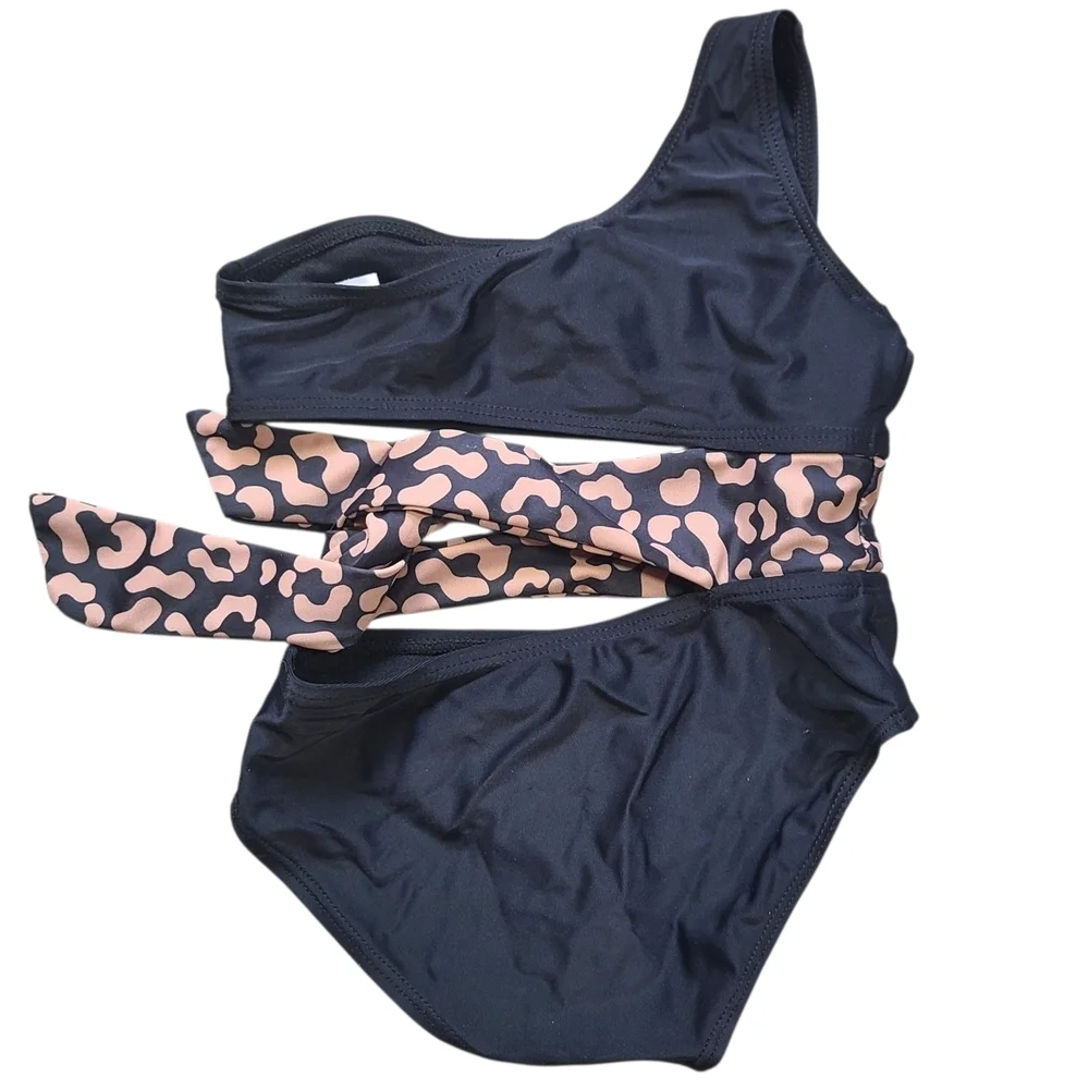 PatPat One Shoulder Cutout Swimsuit Leopard Girls 3-4Y One Piece